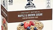 Quaker Instant Oatmeal, Maple & Brown Sugar, Individual Packets, 1.51 Ounce (Pack of 48)