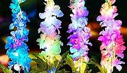 TONULAX Solar Garden Lights, 2 Pack Solar Delphinium Flowers Lights with 32 LEDs, Two Lighting Modes & Upgraded Solar Panel, Solar Lights Outdoor for Garden Decoration,Yard Decor and Gift for Mother
