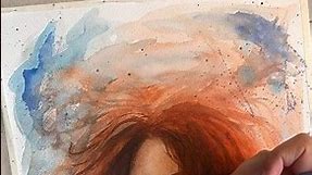 Watercolor portrait | Realism abstract | contemporary art | work in progress | Adding highlights