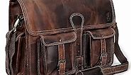 Leather 14 Inch Laptop Messenger Bag Vintage Briefcase Satchel for Men and Women