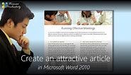 Create an attractive article in Microsoft Word 2010