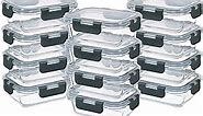24-Piece Small Glass Food Storage Containers with Lids Airtight, 1.5 Cup Meal Prep Containers Set, Microwave and Dishwasher Safe, Leak-Proof, BPA-Free, Clear/Grey