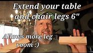 How to Add Extention Legs to Dining Room Table/Chairs DIY-Raise Table Higher #furniture