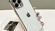 Clear for iPhone 13 Pro Case 6.1 Inch with Full Lens Camera Protection, Luxury Electroplated Edge Soft TPU Bumper, Crystal Transparent Slim Shockproof Cover for Women Men Girls, Gold