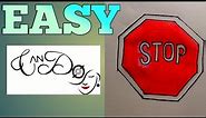 Drawing A Cartoon Stop sign Sticker Step By Step For Beginners| Easy Road Sign Drawing Idea | Signs