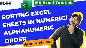 How To Sort Worksheet Tabs In Numerical Order In Excel | Arrange in Alphanumeric order