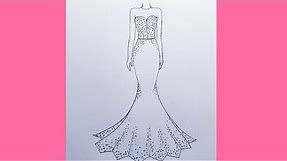 How to draw a wedding dress | Easy drawing for beginners