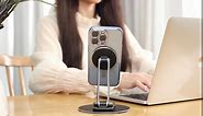 CreaDream Magnetic Desk Phone Stand for iPhone, Aluminum Phone Stand Holder Dock with 360°Rotation Base Adjustable Foldable, Compatible with iPhone 15 14 13 12 Pro, Pro Max, Plus, Mini, Magsafe Case