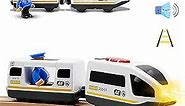 Tiny Land Battery Operated Action Locomotive Train (Magnetic Connection)- Powerful Engine Bullet Train Set Compatible with Thomas, Brio, Chuggington - Train Toys for Toddlers