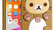STSNano Kawaii for iPhone 14 Pro Max Case 6.7'' 3D Cute Cartoon Bear Phone Case Fashion Cool Funny Bear Soft TPU Cases for Apple i Phone 14 ProMax Silicone Cover for Women Girls Kids, Brown
