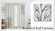 Jubilantex Leaf Curtains Linen Curtains for Living Room Beige Country Farmhouse Curtains 84 Inches Long Kitchen Window Semi Sheer Curtains,Black on Beige 40" Wide