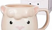 Llama Coffee Mug 14 oz Ceramic Novelty Coffee Mug 3D Porcelain Tea Mug for Women Christmas Housewarming Holiday Birthday Gifts for Women Mom Kids Teacher and Best Friend Pink