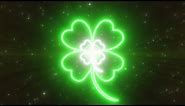 Four Leaf Clover Shape St. Patrick's Day Abstract Neon Lights Tunnel 4K VJ Loop Moving Background