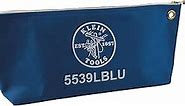 Klein Tools 5539LBLU Zipper Bag, Large 16-Inch Canvas Tool Pouch for Tool Storage with Brass Zipper, and Grommet for Hanging, Blue