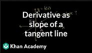 Derivative as slope of a tangent line | Taking derivatives | Differential Calculus | Khan Academy