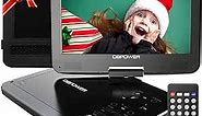 DBPOWER 12" Portable DVD Player with 5-Hour Rechargeable Battery, 10" Swivel Display Screen and SD/USB Port, with 1.8m Car Charger, Power Adaptor and Car Headrest Mount, Region Free (Black)