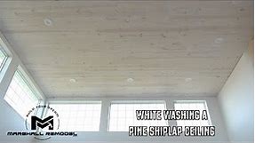 Whitewash Pine Shiplap Ceiling | DIY