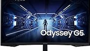 Samsung 32” Odyssey G5 Gaming Monitor, WQHD (2560x1440), 144Hz, Curved, 1ms, HDMI, Display Port, AMD FreeSync Premium, HDR10, LC32G55TQWNXZA, Black