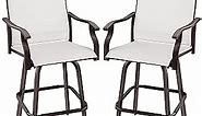 Best Choice Products Set of 2 Swivel Barstools, Bar Height Outdoor Chairs, 360 Rotating Patio Bar Stools w/All-Weather Mesh, 300lb Capacity - Ivory