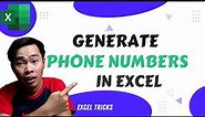 Random Phone Number Generator in Excel | Excel Hack