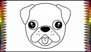 How to draw a cute dog emoji pug quick and easy step by step