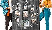 Personalized Family Tree Blanket with 9 Photos Custom Blanket with Pictures Customized Throw Gifts for Mom Grandma Birthday Anniversary, 15 Colors Available, 40"x60"
