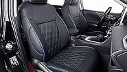 EKR Custom Fit Corolla Car Seat Covers for Select 2020 2021 2022 2023 Toyota Corolla SE,SE Apex Edition,SE Nightshade Edition - Full Set,Leather (Black with Blue Trim)