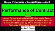 Performance of Contract in Indian Contract Act 1872 (Part 1) |CA Foundation |Tender & its Essentials