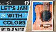 How To Paint Musical Instruments | Easy Guitar Watercolor Painting For Beginners