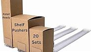 Pack of 20 Shelf Pusher Spring Loaded Organizer, Product Display Tray, 6 Different Tensions, Retail Shelving Pusher, Glider Self Pushing Bar, Convenience Store Display (Extra Heavy Duty 15N), Clear