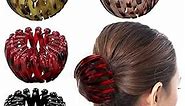 Tatuo 4 Pcs Birds Nest Hair Clip Expandable Ponytail Holder Clip Vintage Geometric Retractable Hair Loops Ponytail Hairpin Bun Maker Hair Styling Tool Claw Hair Clips for Woman Girls Hair Accessories