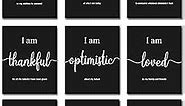 9 Pieces Inspirational Motivational Office Bedroom Wall Art, Daily Positive Affirmations for Men Women Kids Posters Inspirational Quotes Sayings Wall Decor (Black)