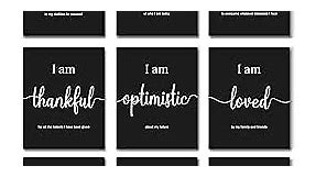 9 Pieces Inspirational Motivational Office Bedroom Wall Art, Daily Positive Affirmations for Men Women Kids Posters Inspirational Quotes Sayings Wall Decor (Black)