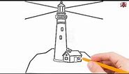 How to Draw a Lighthouse Step by Step Easy for Beginners/Kids – Simple Lighthouses Drawing Tutorial