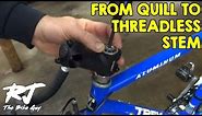 How To Convert Quill Stem To Threadless Stem With Adapter On Vintage Bike