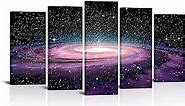 Visual Art Decor Space Wall Art Galaxy Universe Canvas Art Wall Decor Framed Artwork Purple Living Room Bedroom Home Office Decoration Large 5 Piece, 60inx32in