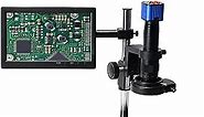 HAYEAR Industrial Microscope Camera 16MP HDMI Camera USB 10.1 inch LCD Monitor 180X Optical Zoom Lens Heavy Duty Big Boom Stand Universal Up and Down Adjustable 144 LED Light Source