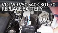 How to replace car battery in Volvo C30, S40, V50 C70 (maintenance service repair)