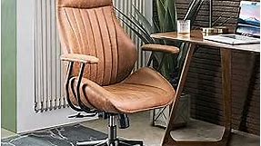 ovios Ergonomic Office Chair Home Office Desk Chair Computer Chair with Lumbar Support High Back Executive Height Adjustable Rolling Swivel Task Chair, Suede Fabric (Brown)