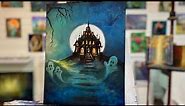 How To Paint A Halloween 🎃 Haunted Mansion in Acrylic