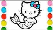 Mermaid hello kitty drawing and colouring video for toddlers || drawing sk kids