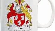 Ryan Coat of Arms/Ryan Family Crest 11 Oz Ceramic Coffee/Cocoa Mug, Made in the U.S.A.