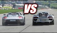 Porsche 918 SPYDER vs Porsche CARRERA GT - ACCELERATIONS SOUND