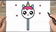 How to Draw a Cute Unicorn Lollipop Easy for Kids and Toddlers