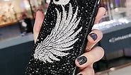 Glitter Angel's Wings Compatible for iPhone 15 Pro Max Case, Luxury Bling Sparkle for Women & Girls, Crystal Rhinestone Diamond Cover(for iPhone 15 Pro Max, Black)