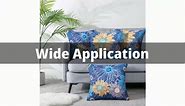 Adabana Outdoor Waterproof Pillow Covers 18x18 Inch Set of 4 Navy Blue Floral Throw Pillows Cover for Patio Garden Porch