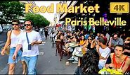 Walking Through the BEST Street Food Market in Paris, Belleville Food Market, 4K Walk June 2023