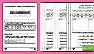Using Personal and Possessive Pronouns Worksheets