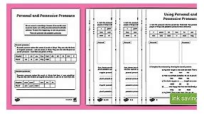 Using Personal and Possessive Pronouns Worksheets