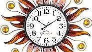 HOBYLUBY Indoor Outdoor Wall Clocks, 13" Sun Clock Silent Non-Ticking for Patio Home Decorations